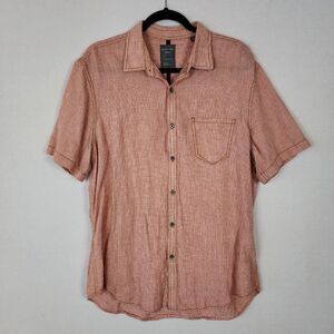 Cooper Jones Linen Cotton Casual Button Down Short Sleeve Rust Orange Size Large